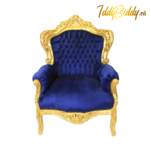blauwe barok stoel met gouden rand