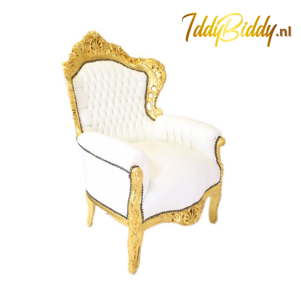 witte barok stoel met gouden rand