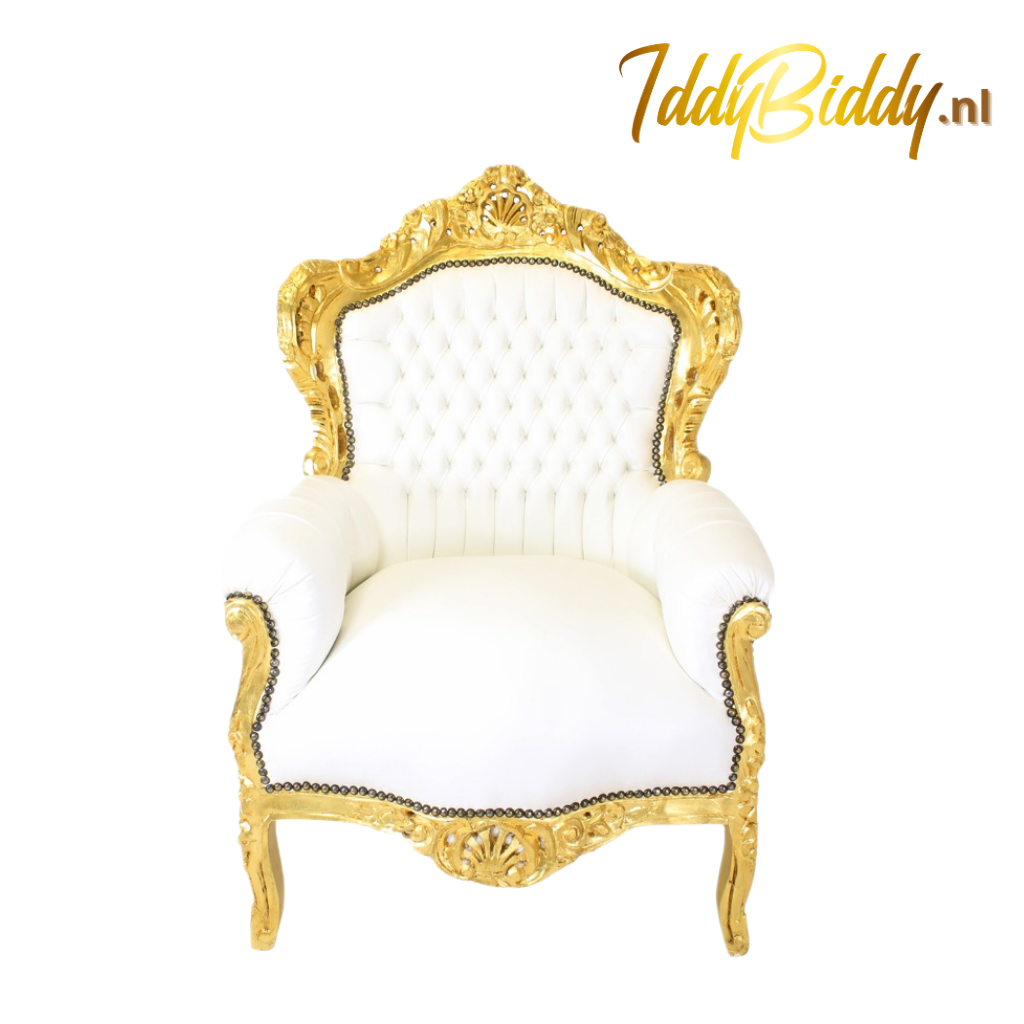 witte barok stoel met goud. Verhuur Amsterdam en Almere