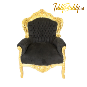 zwarte barok stoel met gouden rand