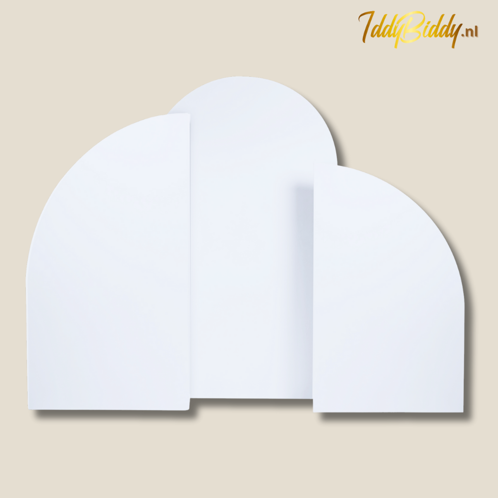 3 Witte Halfronde Backdrops Huren – IddyBiddy Partyverhuur | Feest & Event Decoratie - Afbeelding 4