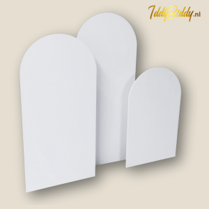 Witte halfronde backdrops huren set van 3 stuks voor bruiloft, feest of fotoshoot